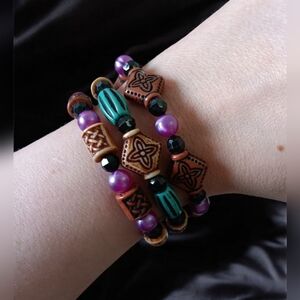🌟3/$15 Handmade Western Theme Brown and Purple Bracelet Set
